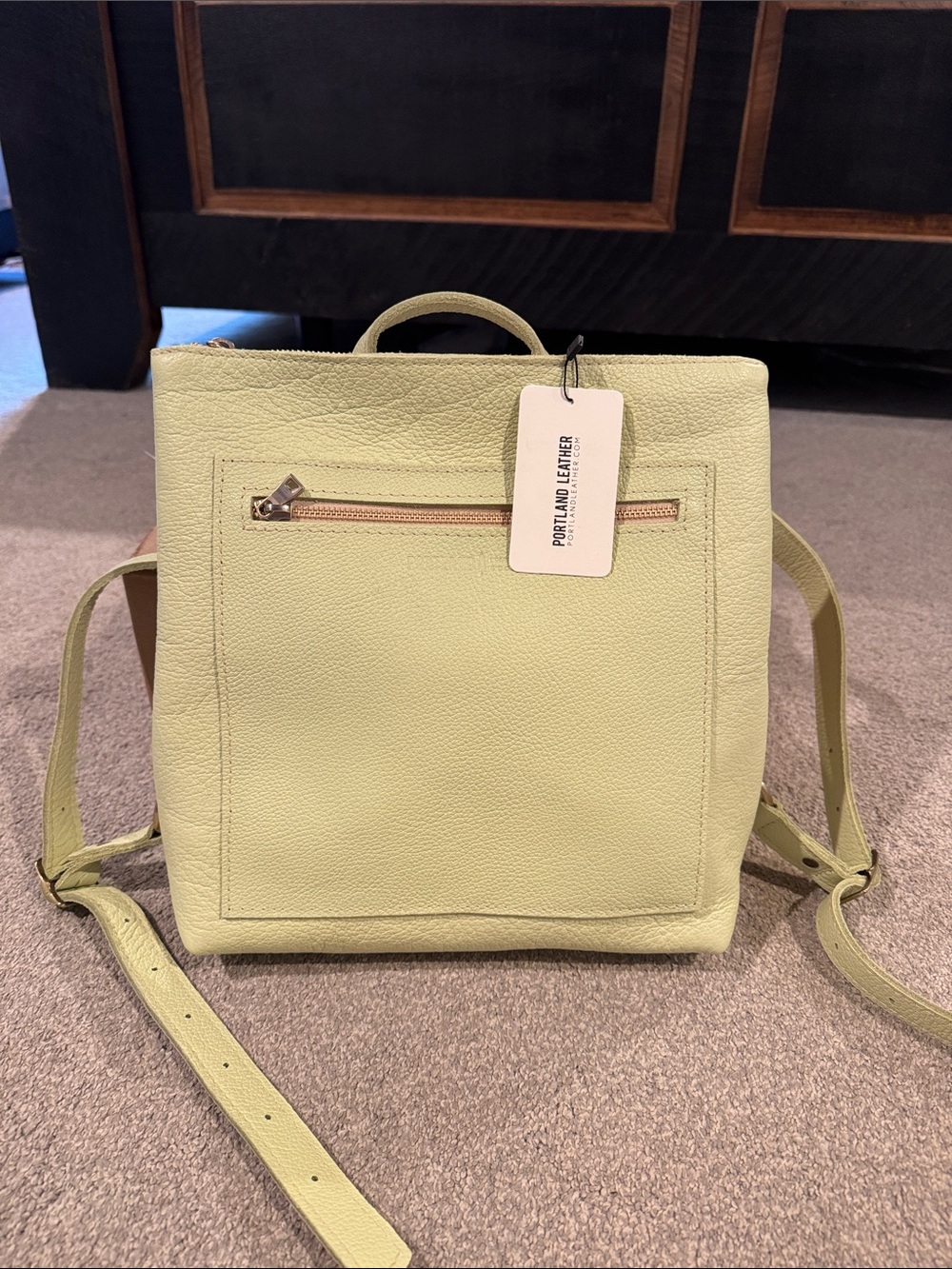 NWT Portland Leather Lime Green Leather Backpack Purse